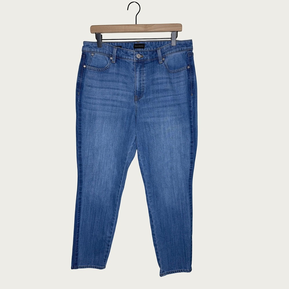 Talbots Women's Slim Ankle Jeans Medium Wash High Rise Size 12 Blue Denim
